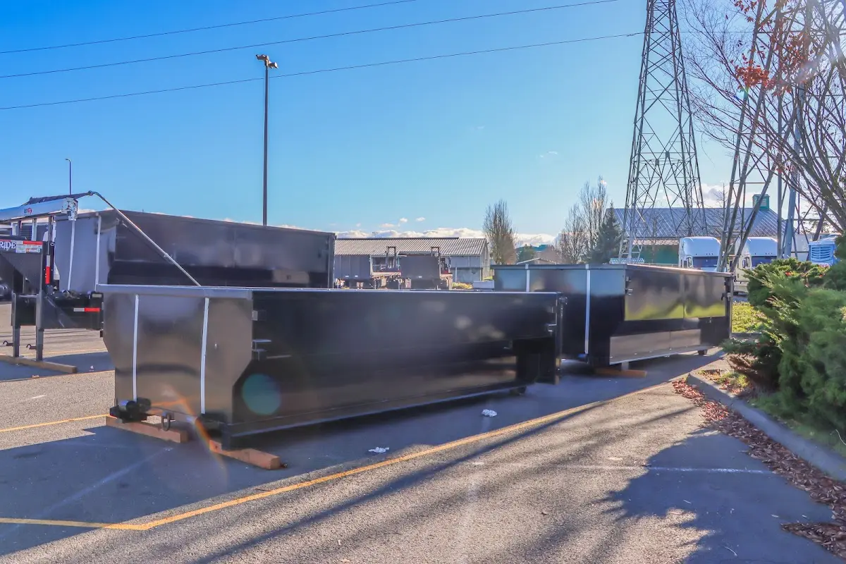 Roll-off dumpster ready for waste disposal at job site for Residential Dumpster Rental in Liberty